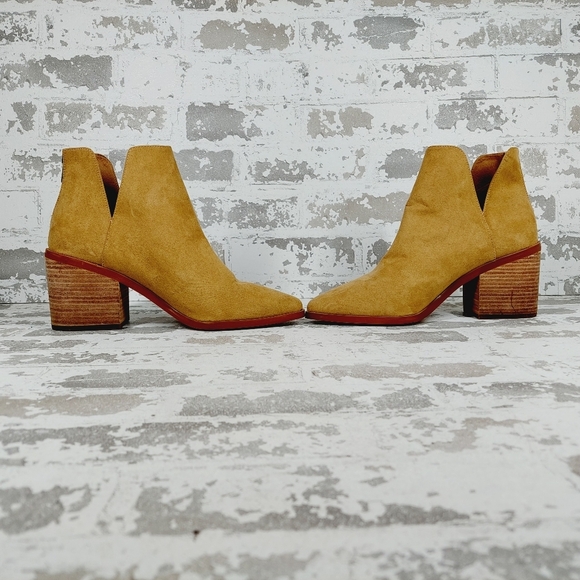 New Bp. Brynne Tan Faux Leather Block Heel Pointy Toe Ankle Boots W379 - Picture 7 of 13